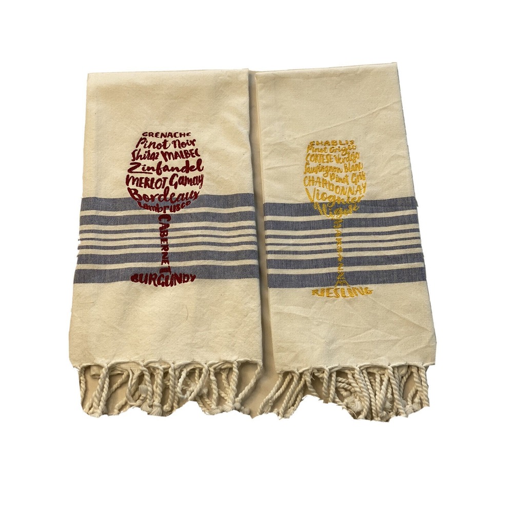 Beachable Wine Towels Set Funny Coastal Cottagecore Kitchen Bar Gift Decor